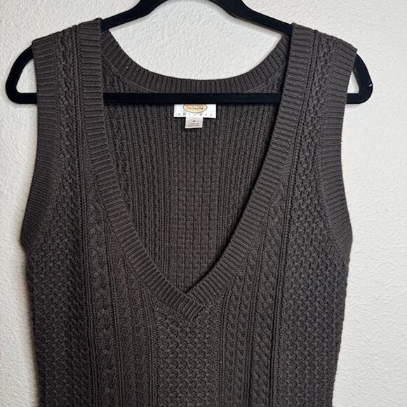 Talbots Petites Brown Cable Knit Vest Sz Medium - Picture 3 of 11
